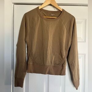 Athleta Tan Ruched Crewneck Sweatshirt